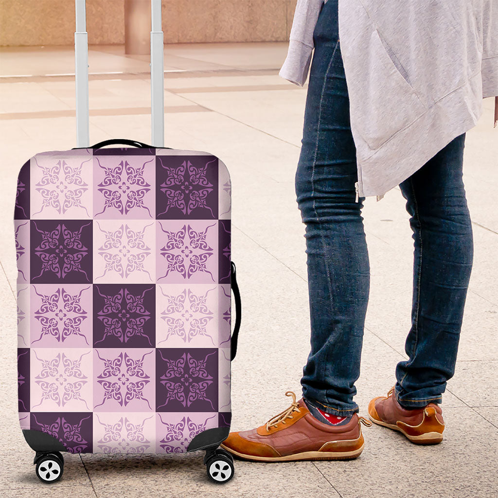 Lavender Manta Ray Hawaiian Quilt Motif Luggage Cover LT05 Purple - Polynesian Pride