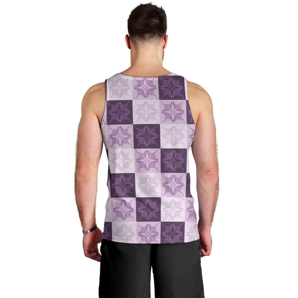 Lavender Manta Ray Hawaiian Quilt Motif Men Tank Top LT05 - Polynesian Pride