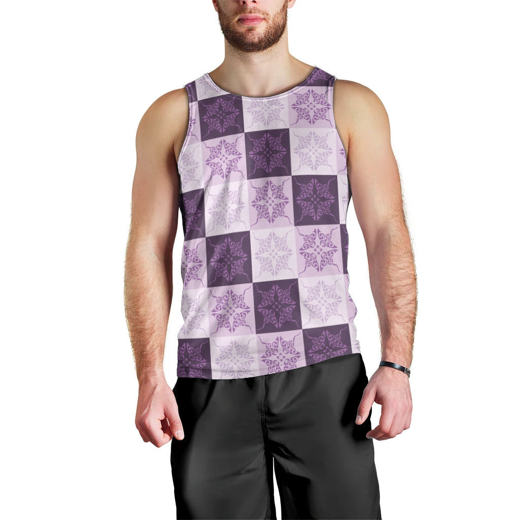 Lavender Manta Ray Hawaiian Quilt Motif Men Tank Top LT05 - Polynesian Pride