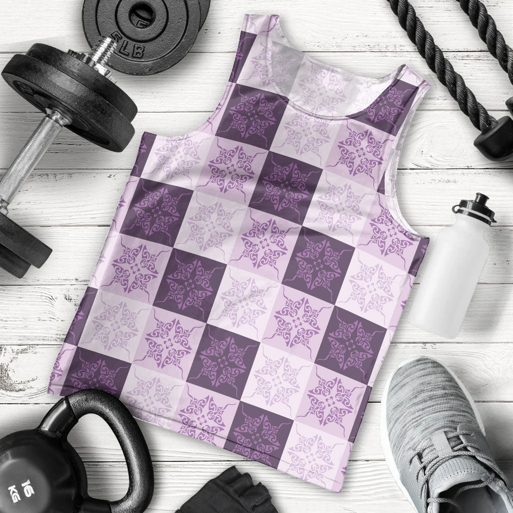 Lavender Manta Ray Hawaiian Quilt Motif Men Tank Top LT05 - Polynesian Pride
