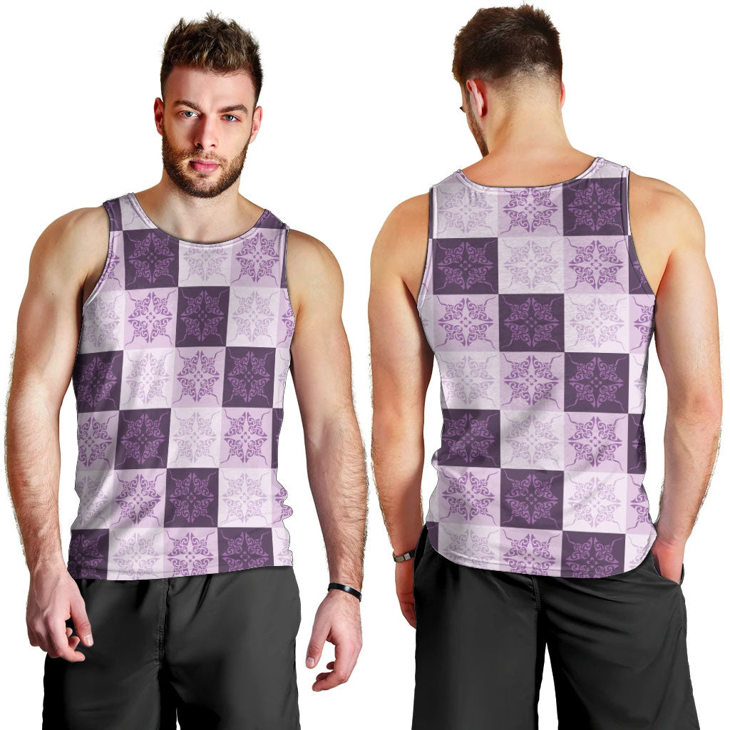 Lavender Manta Ray Hawaiian Quilt Motif Men Tank Top LT05 - Polynesian Pride
