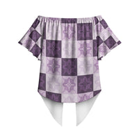Lavender Manta Ray Hawaiian Quilt Motif Off Shoulder Wrap Waist Top LT05 - Polynesian Pride