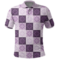 Lavender Manta Ray Hawaiian Quilt Motif Polo Shirt LT05 Purple - Polynesian Pride