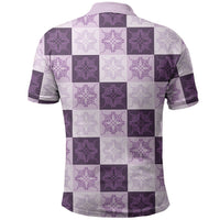 Lavender Manta Ray Hawaiian Quilt Motif Polo Shirt LT05 - Polynesian Pride