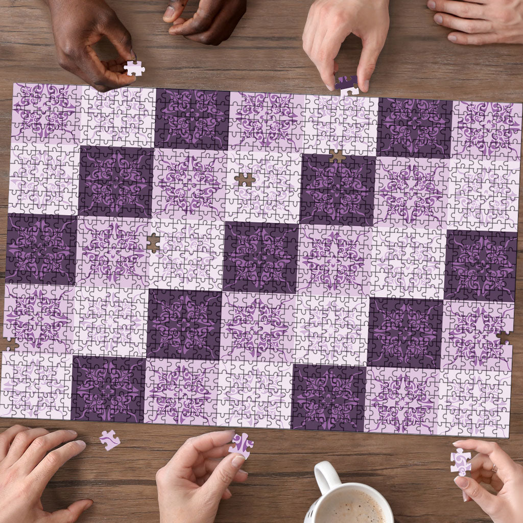 Lavender Manta Ray Hawaiian Quilt Motif Puzzle LT05 - Polynesian Pride