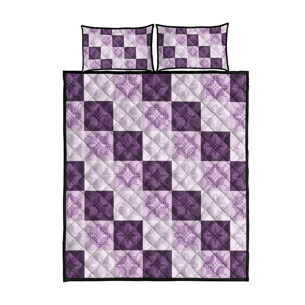 Lavender Manta Ray Hawaiian Quilt Motif Quilt Bed Set LT05 - Polynesian Pride