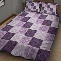 Lavender Manta Ray Hawaiian Quilt Motif Quilt Bed Set LT05 - Polynesian Pride