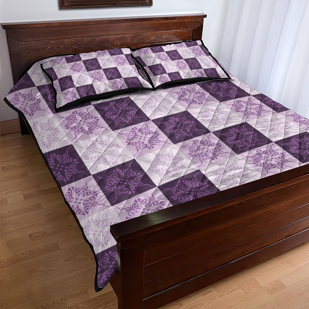 Lavender Manta Ray Hawaiian Quilt Motif Quilt Bed Set LT05 - Polynesian Pride