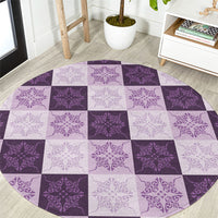 Lavender Manta Ray Hawaiian Quilt Motif Round Carpet LT05 Purple - Polynesian Pride