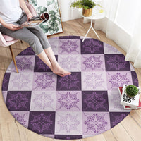 Lavender Manta Ray Hawaiian Quilt Motif Round Carpet LT05 - Polynesian Pride
