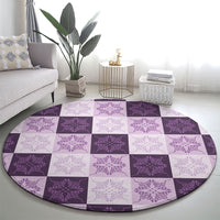 Lavender Manta Ray Hawaiian Quilt Motif Round Carpet LT05 - Polynesian Pride