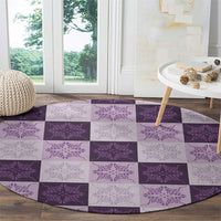Lavender Manta Ray Hawaiian Quilt Motif Round Carpet LT05 - Polynesian Pride