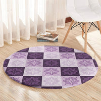 Lavender Manta Ray Hawaiian Quilt Motif Round Carpet LT05 - Polynesian Pride