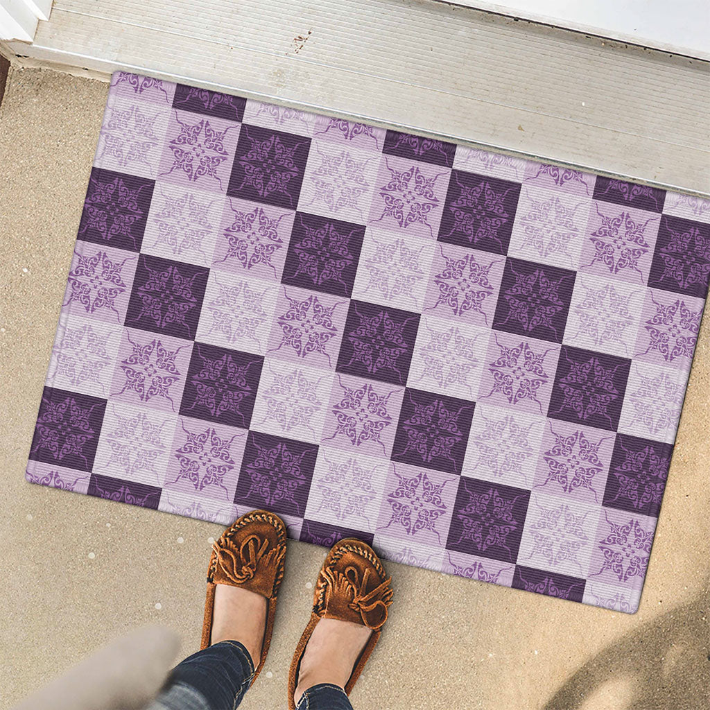Lavender Manta Ray Hawaiian Quilt Motif Rubber Doormat LT05 - Polynesian Pride