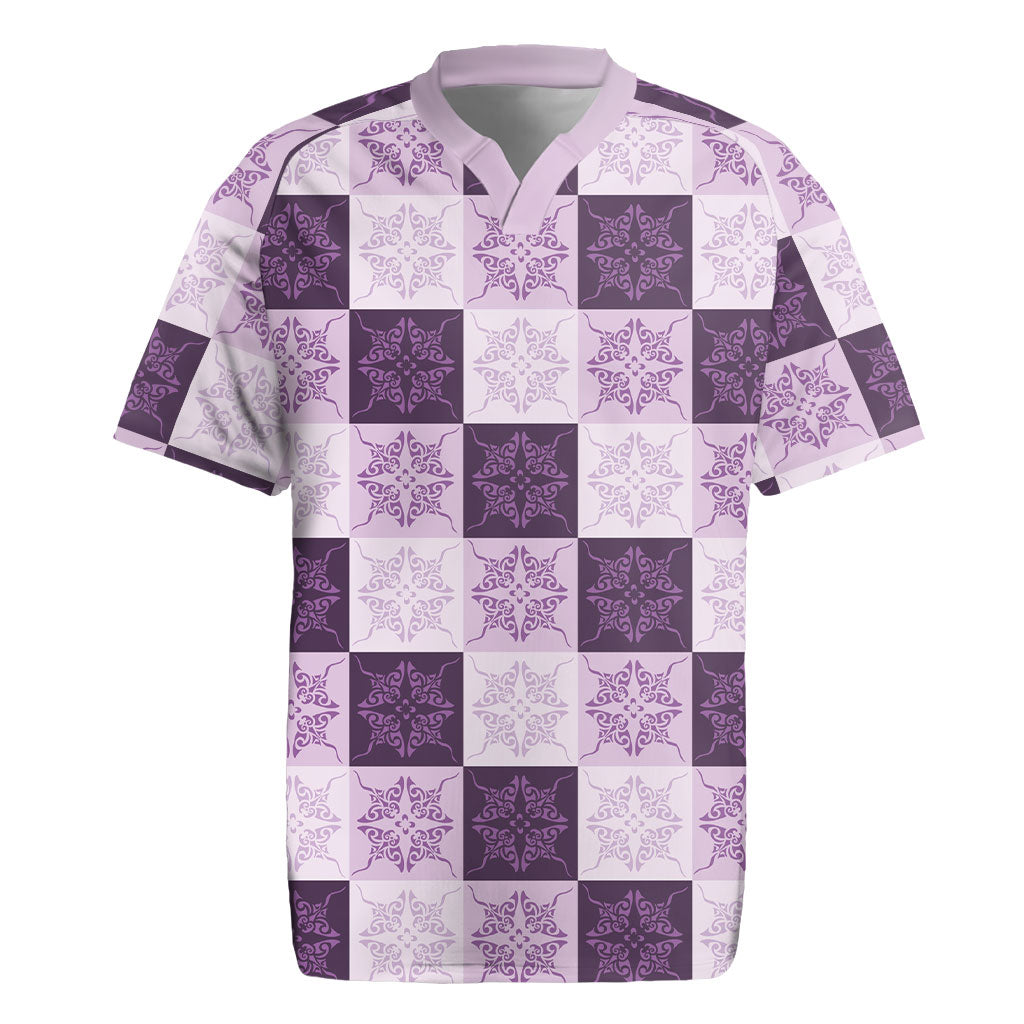 Lavender Manta Ray Hawaiian Quilt Motif Rugby Jersey LT05 Purple - Polynesian Pride