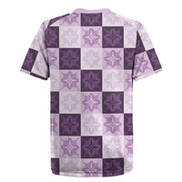 Lavender Manta Ray Hawaiian Quilt Motif Rugby Jersey LT05 - Polynesian Pride