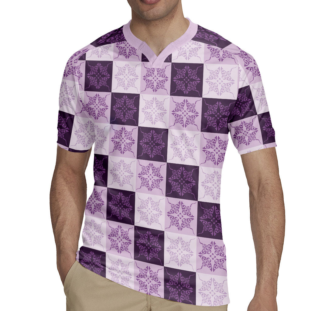 Lavender Manta Ray Hawaiian Quilt Motif Rugby Jersey LT05 - Polynesian Pride