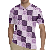 Lavender Manta Ray Hawaiian Quilt Motif Rugby Jersey LT05 - Polynesian Pride