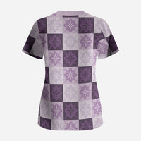 Lavender Manta Ray Hawaiian Quilt Motif Scrub Top LT05 - Polynesian Pride