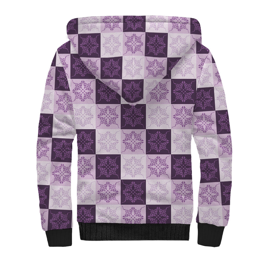 Lavender Manta Ray Hawaiian Quilt Motif Sherpa Hoodie LT05 - Polynesian Pride