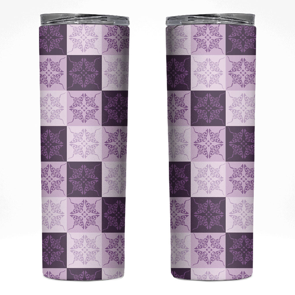 Lavender Manta Ray Hawaiian Quilt Motif Skinny Tumbler LT05 Purple - Polynesian Pride