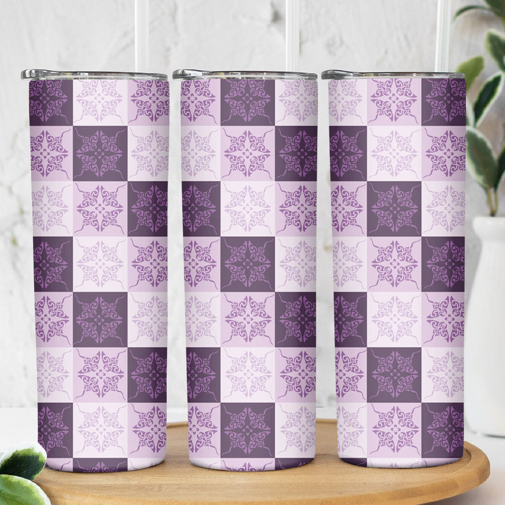 Lavender Manta Ray Hawaiian Quilt Motif Skinny Tumbler LT05 - Polynesian Pride