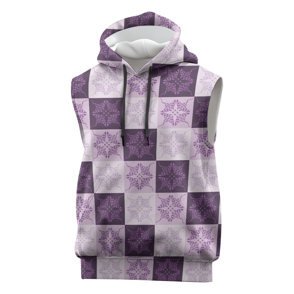 Lavender Manta Ray Hawaiian Quilt Motif Sleeveless Hoodie LT05 Purple - Polynesian Pride