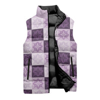Lavender Manta Ray Hawaiian Quilt Motif Sleeveless Puffer Jacket LT05 - Polynesian Pride