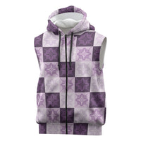 Lavender Manta Ray Hawaiian Quilt Motif Sleeveless Zip Hoodie LT05 Purple - Polynesian Pride