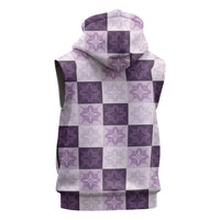 Lavender Manta Ray Hawaiian Quilt Motif Sleeveless Zip Hoodie LT05 - Polynesian Pride