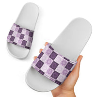 Lavender Manta Ray Hawaiian Quilt Motif Slide Sandals LT05 - Polynesian Pride