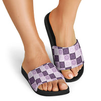 Lavender Manta Ray Hawaiian Quilt Motif Slide Sandals LT05 - Polynesian Pride