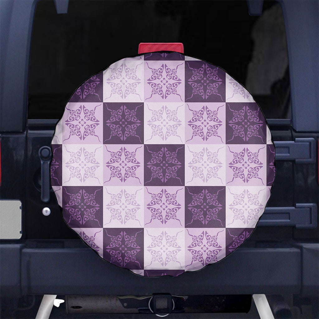 Lavender Manta Ray Hawaiian Quilt Motif Spare Tire Cover LT05 No hole Purple - Polynesian Pride