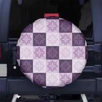 Lavender Manta Ray Hawaiian Quilt Motif Spare Tire Cover LT05 No hole Purple - Polynesian Pride
