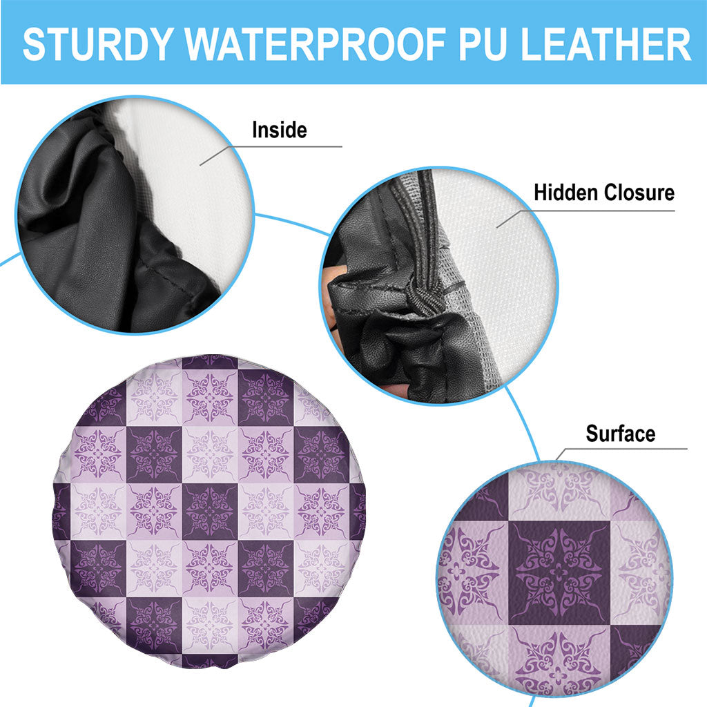 Lavender Manta Ray Hawaiian Quilt Motif Spare Tire Cover LT05 - Polynesian Pride