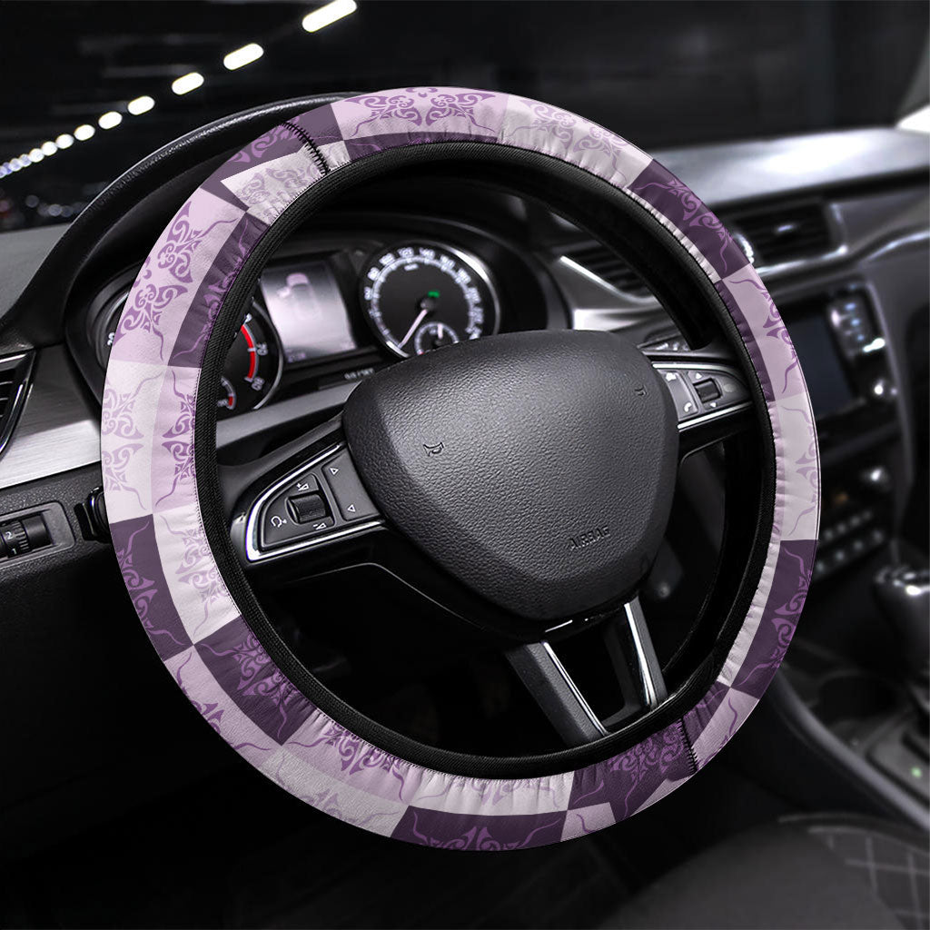 Lavender Manta Ray Hawaiian Quilt Motif Steering Wheel Cover LT05 Universal Fit Purple - Polynesian Pride