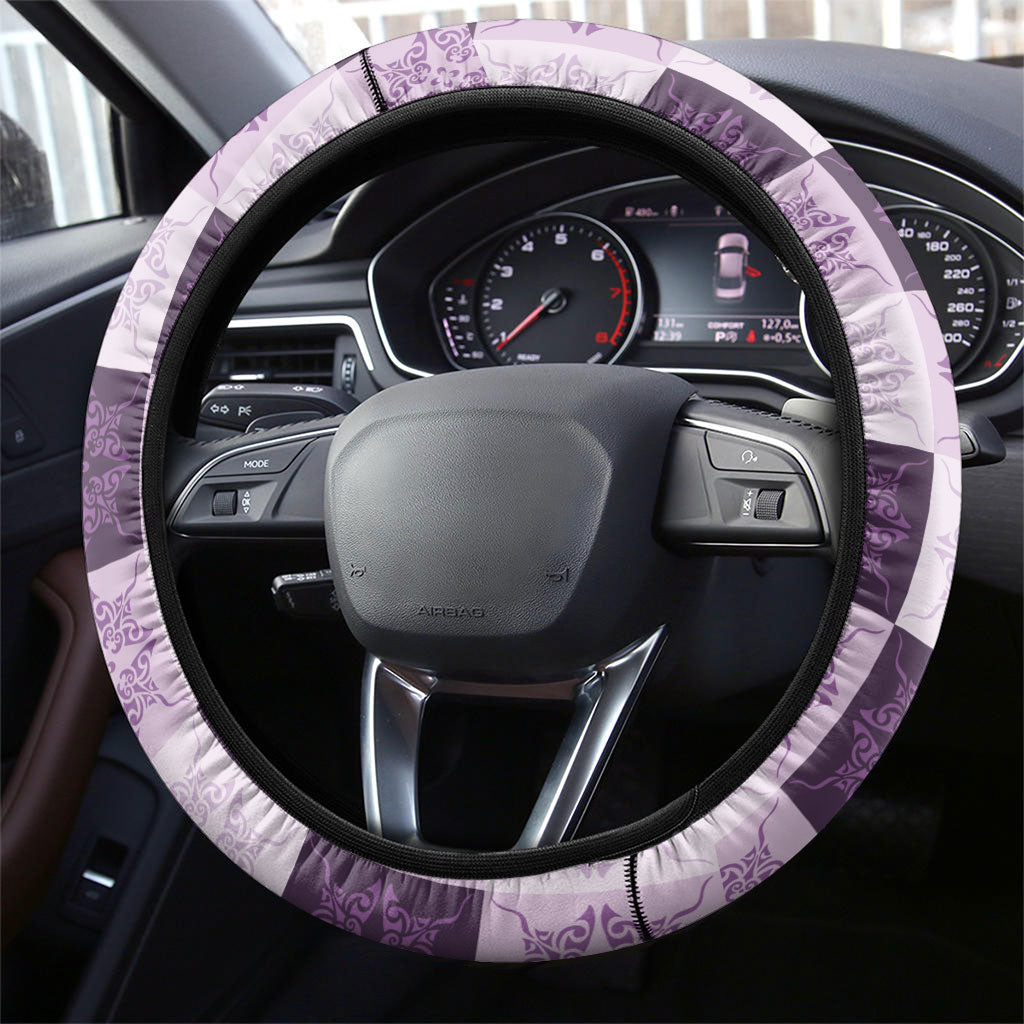 Lavender Manta Ray Hawaiian Quilt Motif Steering Wheel Cover LT05 - Polynesian Pride