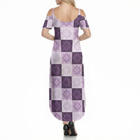 Lavender Manta Ray Hawaiian Quilt Motif Summer Maxi Dress LT05 - Polynesian Pride