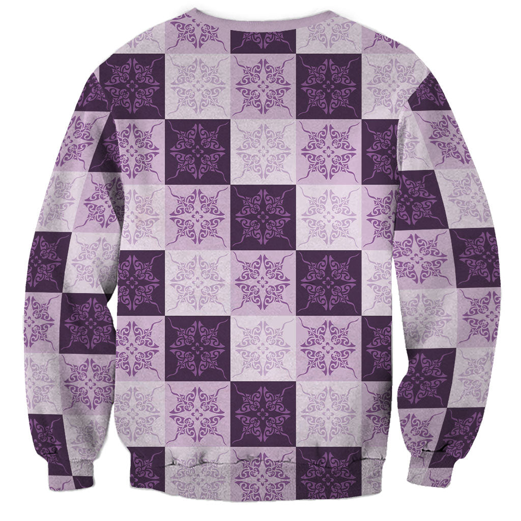 Lavender Manta Ray Hawaiian Quilt Motif Sweatshirt LT05 - Polynesian Pride