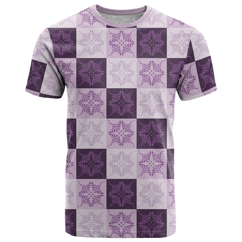 Lavender Manta Ray Hawaiian Quilt Motif T Shirt LT05 Purple - Polynesian Pride