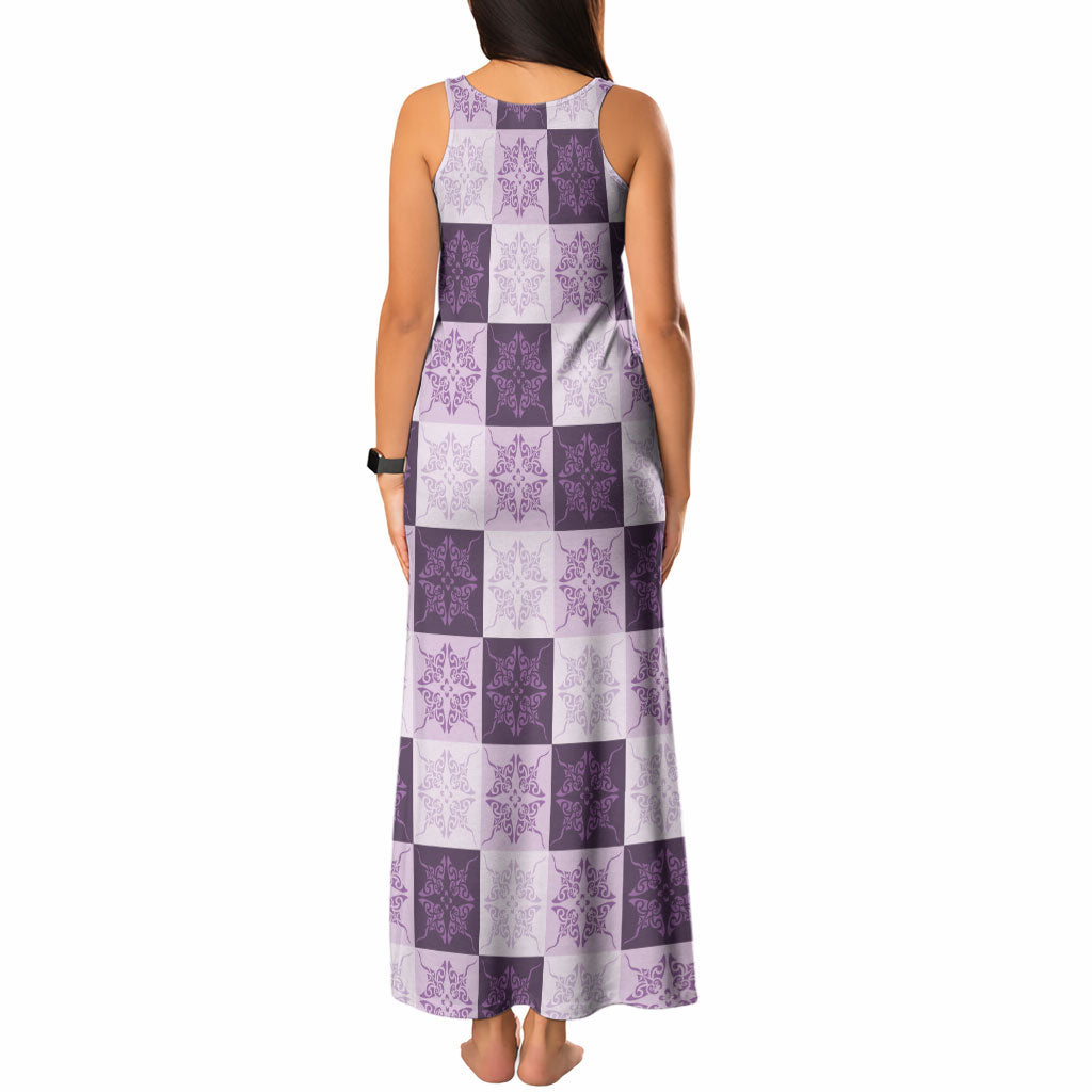 Lavender Manta Ray Hawaiian Quilt Motif Tank Maxi Dress LT05 - Polynesian Pride
