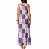 Lavender Manta Ray Hawaiian Quilt Motif Tank Maxi Dress LT05 - Polynesian Pride