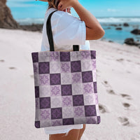 Lavender Manta Ray Hawaiian Quilt Motif Tote Bag LT05 - Polynesian Pride