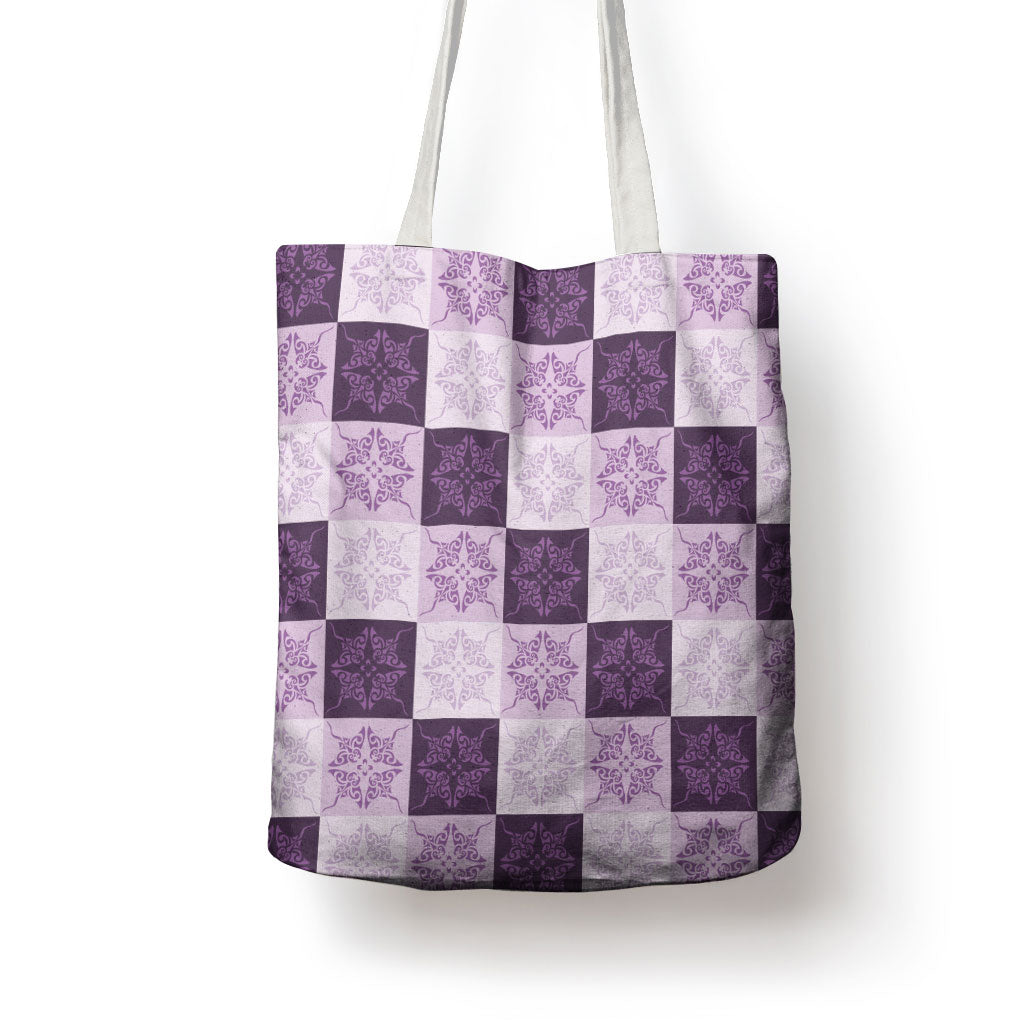 Lavender Manta Ray Hawaiian Quilt Motif Tote Bag LT05 - Polynesian Pride