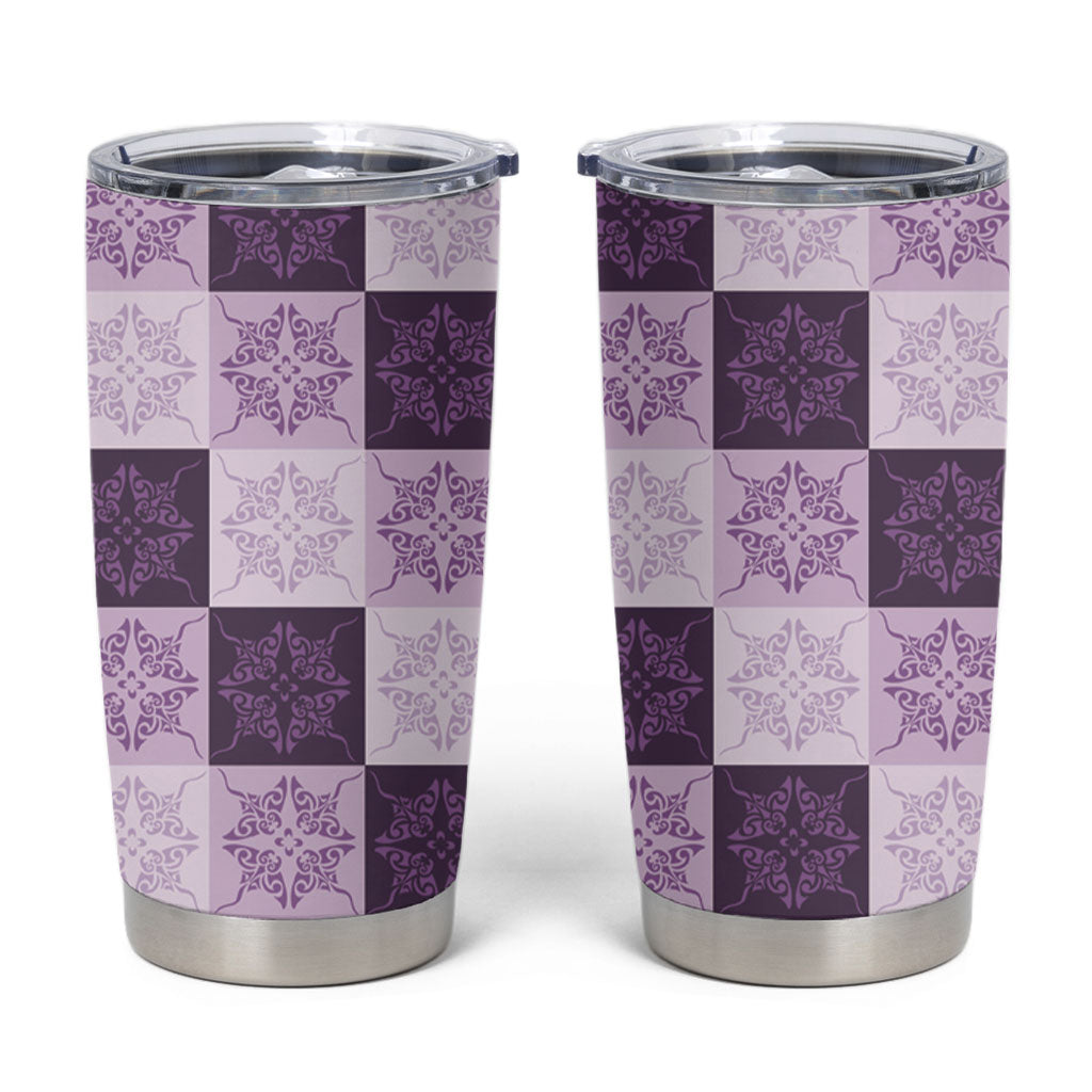 Lavender Manta Ray Hawaiian Quilt Motif Tumbler Cup LT05 Purple - Polynesian Pride