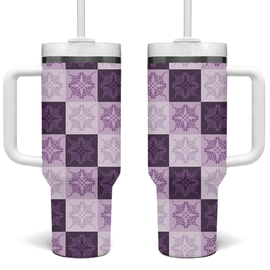 Lavender Manta Ray Hawaiian Quilt Motif Tumbler With Handle LT05 One Size: 40 oz Purple - Polynesian Pride