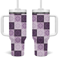Lavender Manta Ray Hawaiian Quilt Motif Tumbler With Handle LT05 One Size: 40 oz Purple - Polynesian Pride