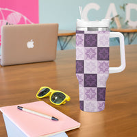 Lavender Manta Ray Hawaiian Quilt Motif Tumbler With Handle LT05 - Polynesian Pride