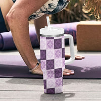 Lavender Manta Ray Hawaiian Quilt Motif Tumbler With Handle LT05 - Polynesian Pride