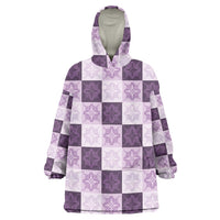 Lavender Manta Ray Hawaiian Quilt Motif Wearable Blanket Hoodie LT05 One Size Purple - Polynesian Pride